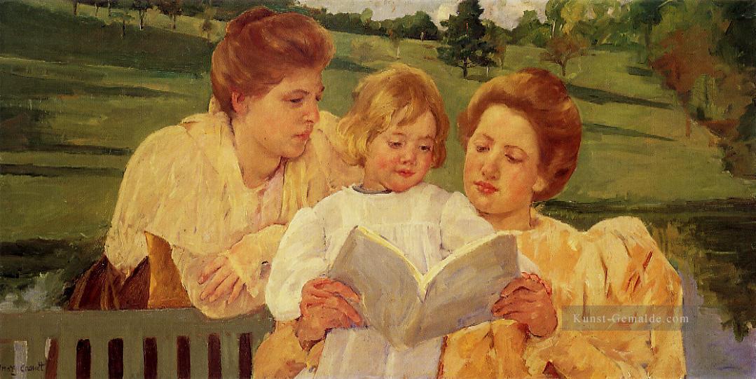 Der Garten Lesen Mütter Kinder Mary Cassatt Ölgemälde